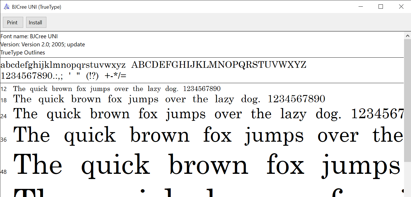 screenshot of font install on windows